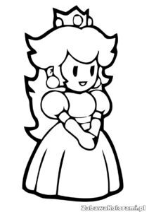 Kolorowanka Księżniczka Peach – uproszczona postać księżniczki Peach do pokolorowania