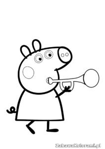 Kolorowanka Świńka Peppa z trąbką do pokolorowania