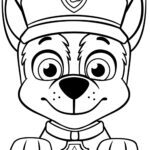 Kolorowanka Prosta głowa Chase – uproszczona głowa Chase'a z Psiego Patrolu do pokolorowania