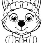 Kolorowanka Prosta głowa Everest – uproszczona głowa Everest z Psiego Patrolu do pokolorowania