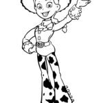 Postać Jessie w kowbojskim kapeluszu, topie z guzikami, spodniach z paskiem i butach