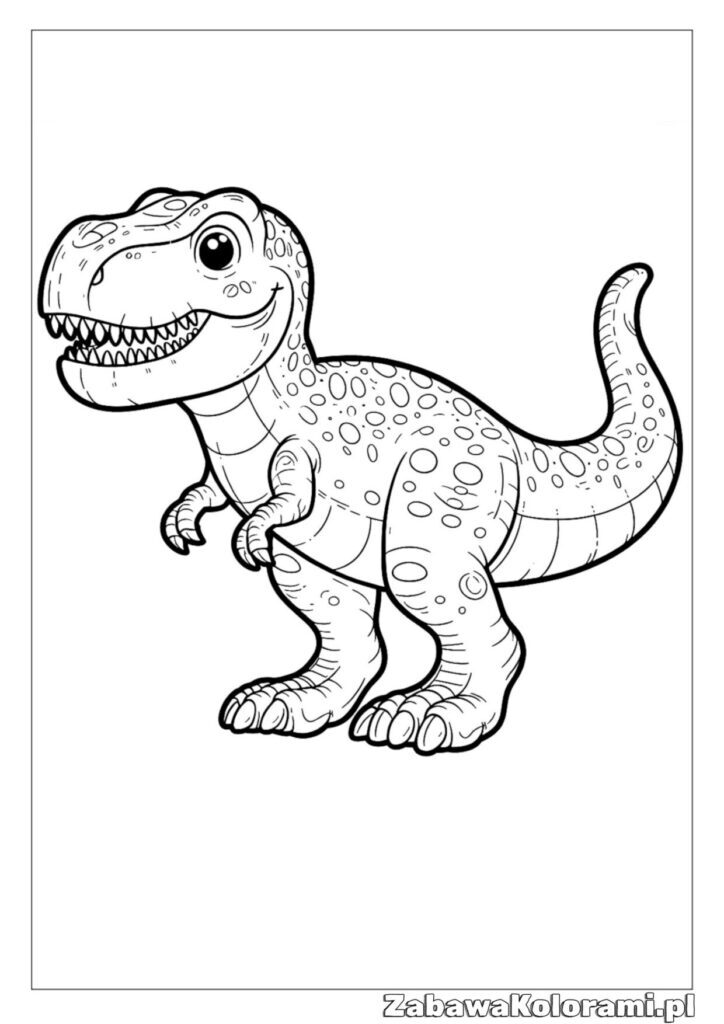 Kolorowanka Tyranozaur Rex dla dzieci, tyranozaur, prehistoria, malowanka