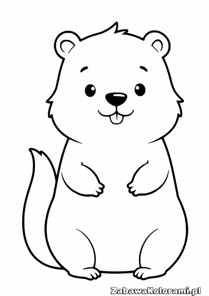 Kolorowanka Bóbra – zwierzę z zamkniętymi oczami i uśmiechem