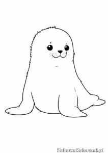 Kolorowanka foka – zwierzę morskie z wąsikami