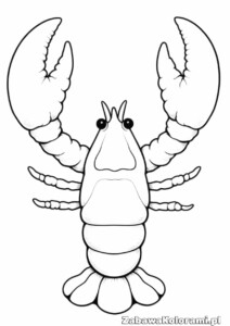 Kolorowanka homar – skorupiak z dużymi kleszczami, podzielonym ciałem, nogami i czułkami