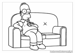 Kolorowanka Homer Simpson z kreskówki Simpsonowie, postać, kreskówka, szablon