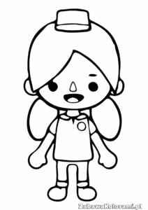 Kolorowanka Joline przedstawia Dziewczynka z kapeluszem, w koszulce z emblematem i krótkich spodniach, z smutną miną i łzą na policzku