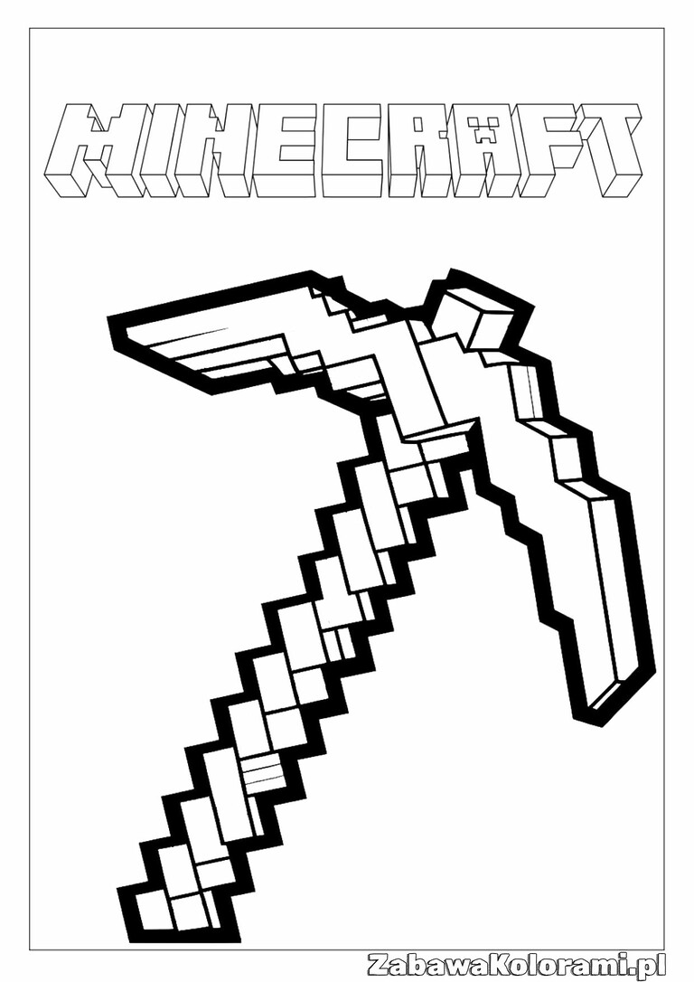 Kilof Minecraft kolorowanka