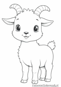 Kolorowanka koza – zwierzę z charakterystycznymi rogami i uśmiechem