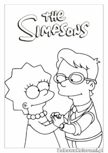 Lisa Simpson postać z Simpsonów. Martin Prince w okularach i fryzurze, postać z Simpsonów. Obaj trzymają się za ręce.