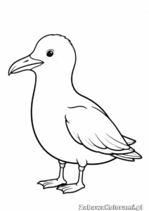Kolorowanka mewa – ptak morski z rozpostartymi skrzydłami