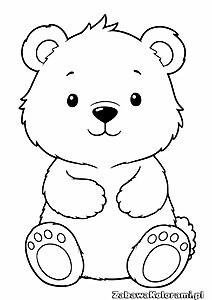 Kolorowanka miś – zwierzę z rozłożonymi kończynami i uśmiechniętą twarzą