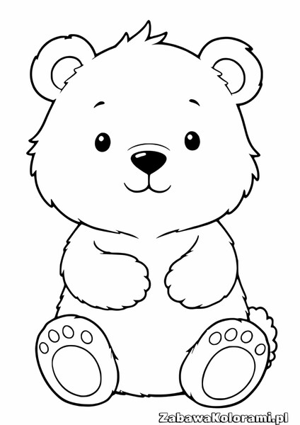 Kolorowanka miś – zwierzę z rozłożonymi kończynami i uśmiechniętą twarzą