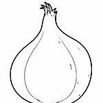 Kolorowanka cebuli – prosty szkic warzywa z charakterystyczną strukturą warstwową