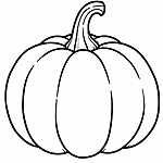 Kolorowanka dyni z charakterystycznym rysunkiem i łodygą na górze