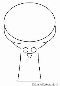 Kolorowanka Mr Tree – uśmiechnięta postać z okrągłą głową, prostokątnym ciałem i krótkimi ramionami