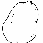 Ziemniak Kolorowanka - szablon do druku z owocem o kształcie kropli, z łodygą na górze i teksturowaną powierzchnią