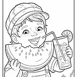 Dziecko z arbuzem i lemoniadą