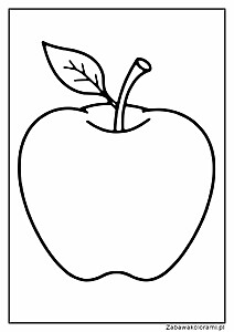 Kolorowanka jabłko z liściem i łodygą