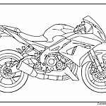 Kolorowanka przedstawiająca motocykl z widocznymi kółkami, silnikiem, wydechem, kierownicą i siedzeniem