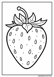 Truskawka z liśćmi i łodygą, z charakterystycznymi nasionkami na powierzchni