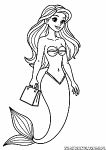 Syrenka z torebką kolorowanka