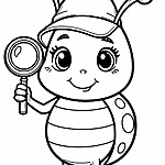 Biedronka z lupą i kapeluszem