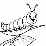 Gąsienica z uśmiechem, antenki, liść