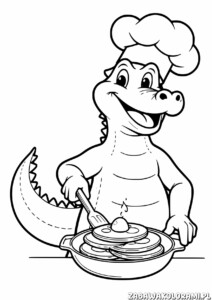 Krokodyl kucharz Kolorowanka