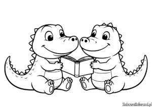 Dwa krokodylam siedzą obok siebie i czytają książkę