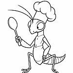 Kolorowanka Owada z czapką szefa kuchni i łyżką