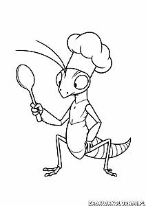 Kolorowanka Owada z czapką szefa kuchni i łyżką