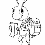 Mrówka z plecakiem i mapą