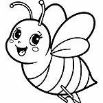 Pszczółka z rozłożonymi skrzydłami, z uśmiechem, z czułkami