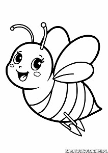 Pszczółka z rozłożonymi skrzydłami, z uśmiechem, z czułkami