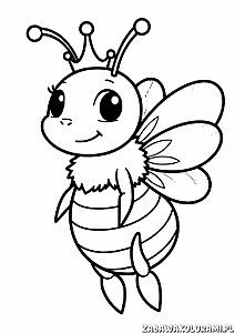 Pszczółka z rozłożonymi skrzydłami i uśmiechniętą twarzą