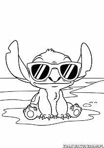 Stitch w okularach z podniesionymi rękami