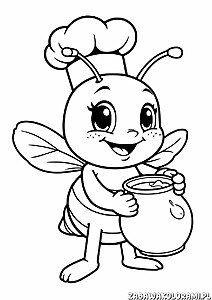 pszczoła z miodem w kapeluszu kucharza