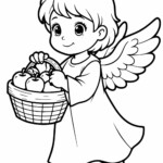 Aniołek z koszykiem jabłek