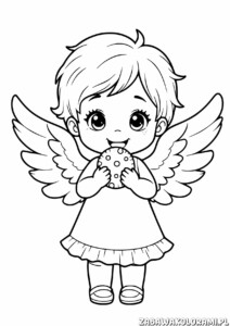 Aniołek z jajkiem kolorowanka