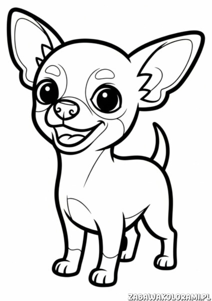 Kolorowanka przedstawiająca wesołego psa chihuahua
