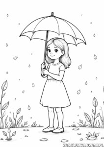 Dziewczynka z parasolem w deszczu
