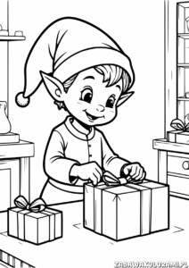 Elf pakuje prezenty