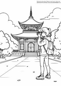 Osoba fotografująca tradycyjną świątynię