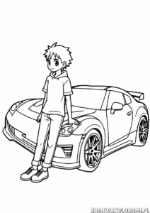 Chłopiec z samochodem sportowym