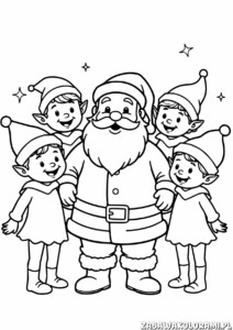 Święty Mikołaj z elfami