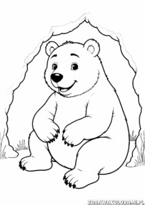 Kolorowanka niedźwiedzia polarnego siedzącego w śniegu