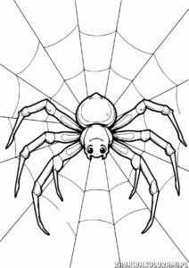 Kolorowanka z pająkiem na sieci