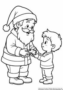 Święty Mikołaj daje ciasteczko chłopcu