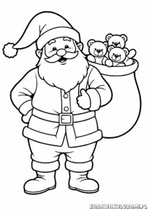 Święty Mikołaj z workiem pełnym misiów